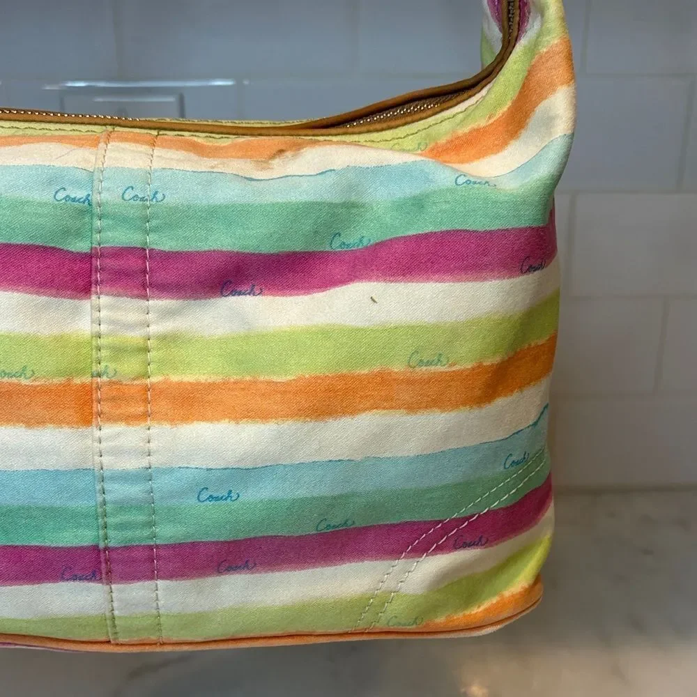Coach Bag Purse Handbag Y2K Hampton Pastels Watercolor Stripe Hobo Shoulder Bag